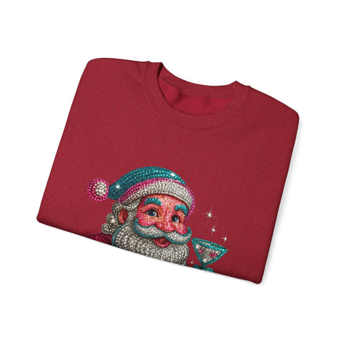 Retro Santa Holding Martini Sweatshirt | Vintage Christmas Crewneck
