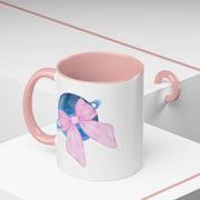 Blue Saturn Wrapped In A Pink Bow Accent Coffee Mug
