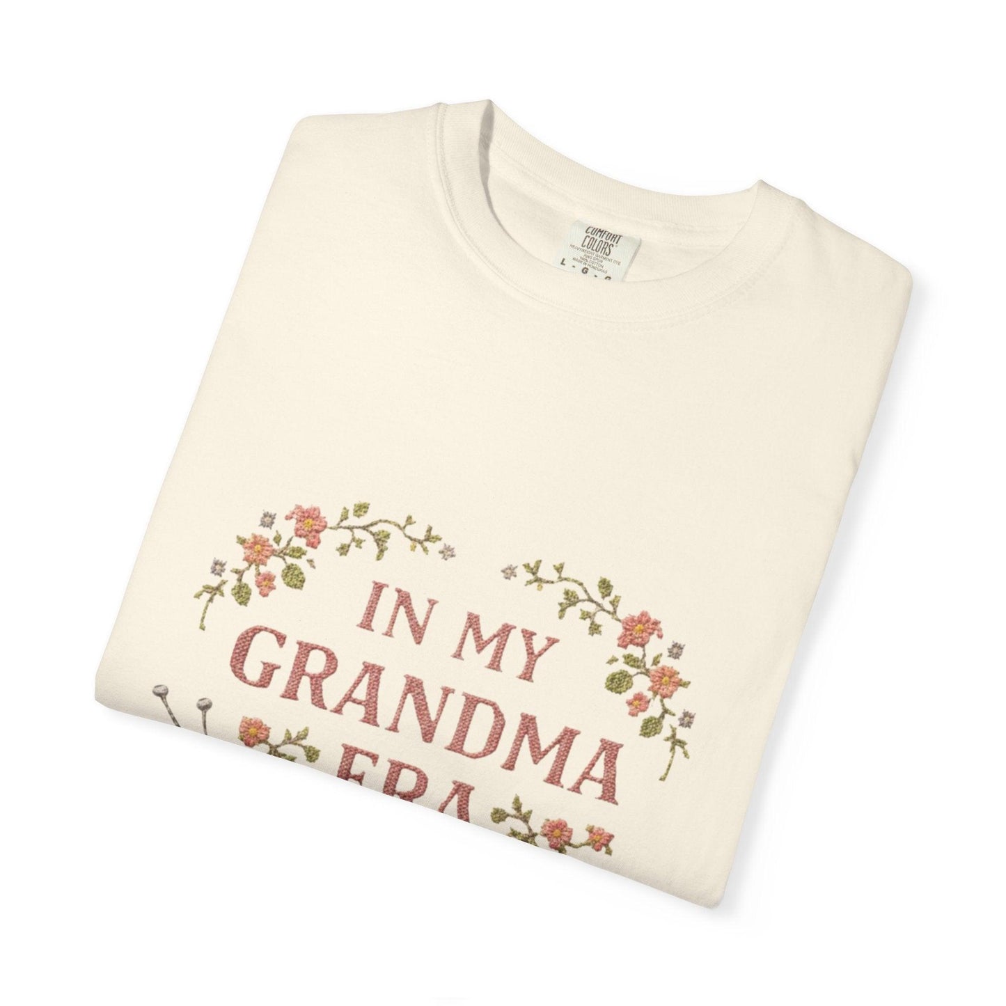 In My Grandma Era knitting balls glasses T-shirt | vintage floral knit design