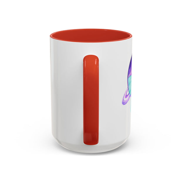 Purple Saturn Wrapped In A Bow Accent Coffee Mug