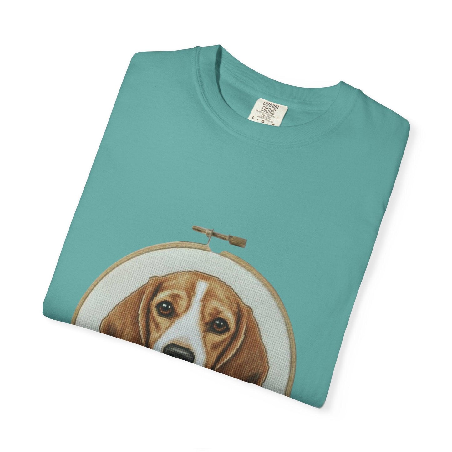 Beagle Portrait Embroidery Hoop T-shirt | Dog Art Tee
