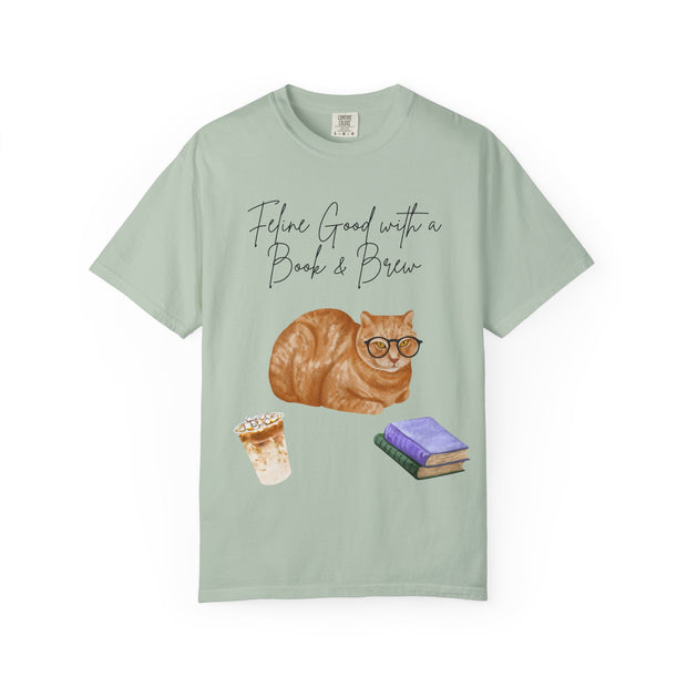 'Feline Good with a Book & Brew' Unisex T-Shirt