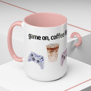 'Game On, Coffee First' Accent Coffee Mug