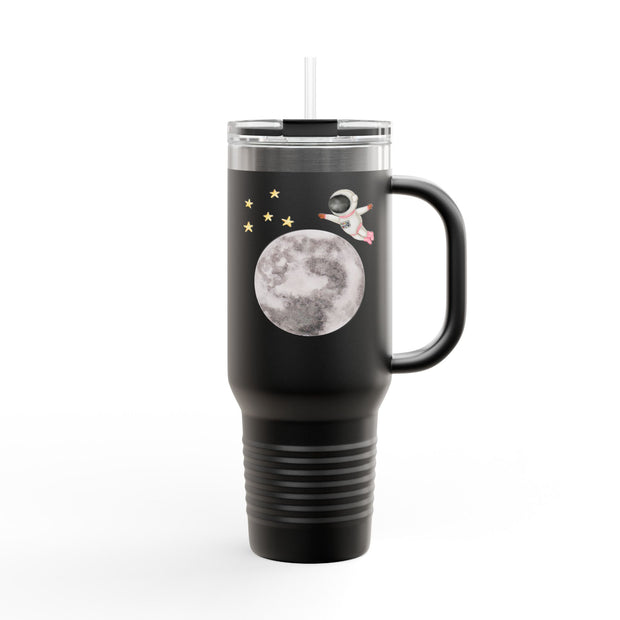 Astronaut Flying To The Moon Insulated Travel Mug, 40oz