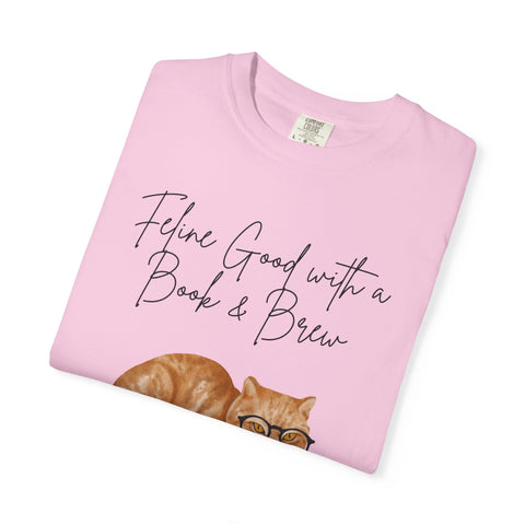 'Feline Good with a Book & Brew' Unisex T-Shirt