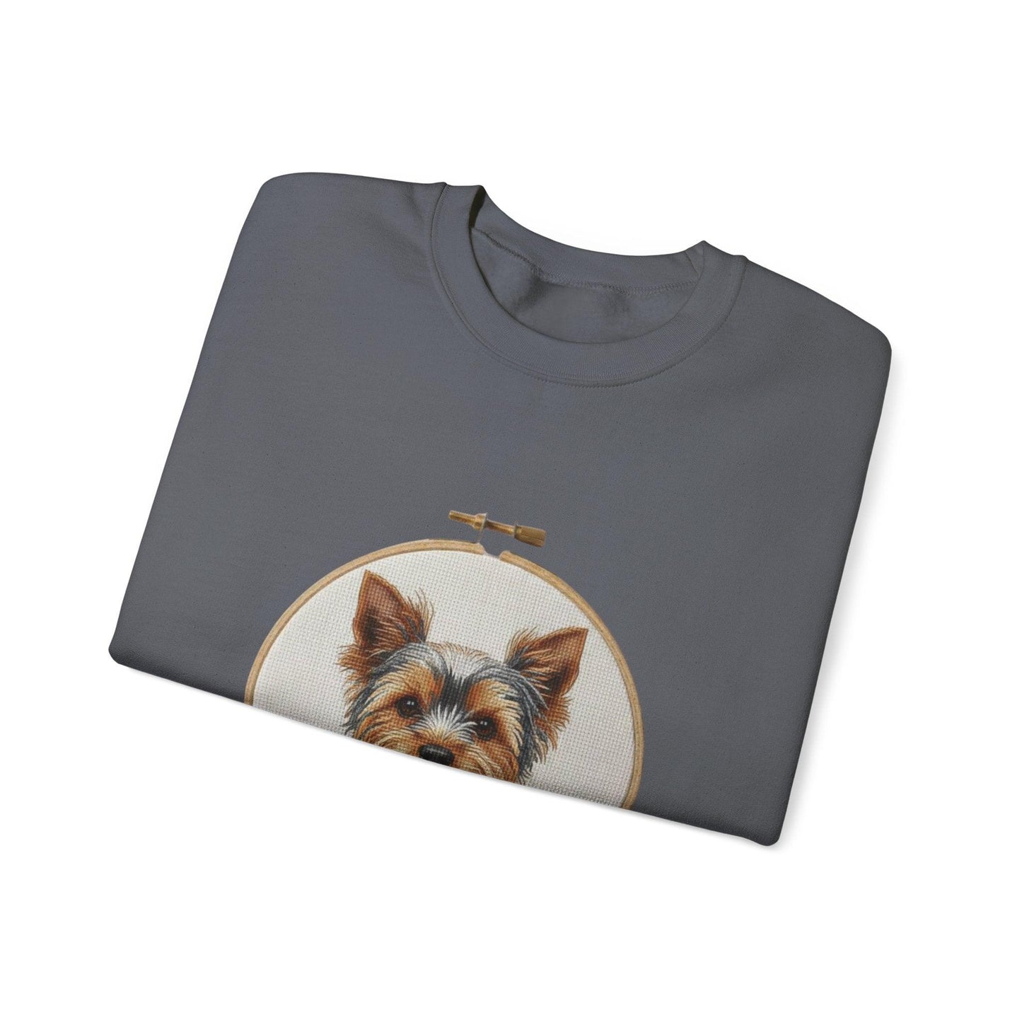 Yorkshire Terrier Portrait Sweatshirt | Embroidery Hoop Dog Art