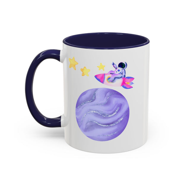 Astronaut Taking Off In Space Accent Coffee Mug
