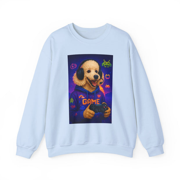 Gamer Dog Sweatshirt, Unisex Crewneck, Cute Gaming Apparel, Gift for Pet Lovers, Funny Sweatshirt, Cozy Gaming Clothing