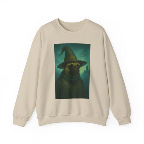 Wizard Pug Sweatshirt, Cozy Unisex Sweatshirt, Funny Pet Lover Gift, Halloween Apparel, Casual Trendy Crewneck