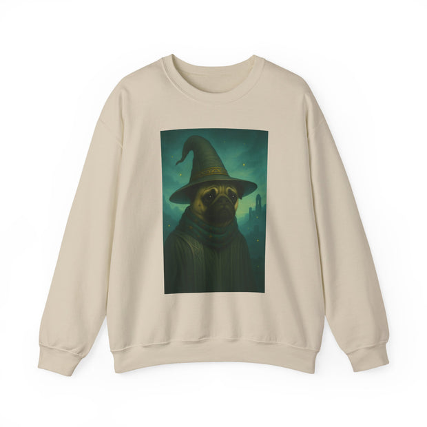 Wizard Pug Sweatshirt, Cozy Unisex Sweatshirt, Funny Pet Lover Gift, Halloween Apparel, Casual Trendy Crewneck