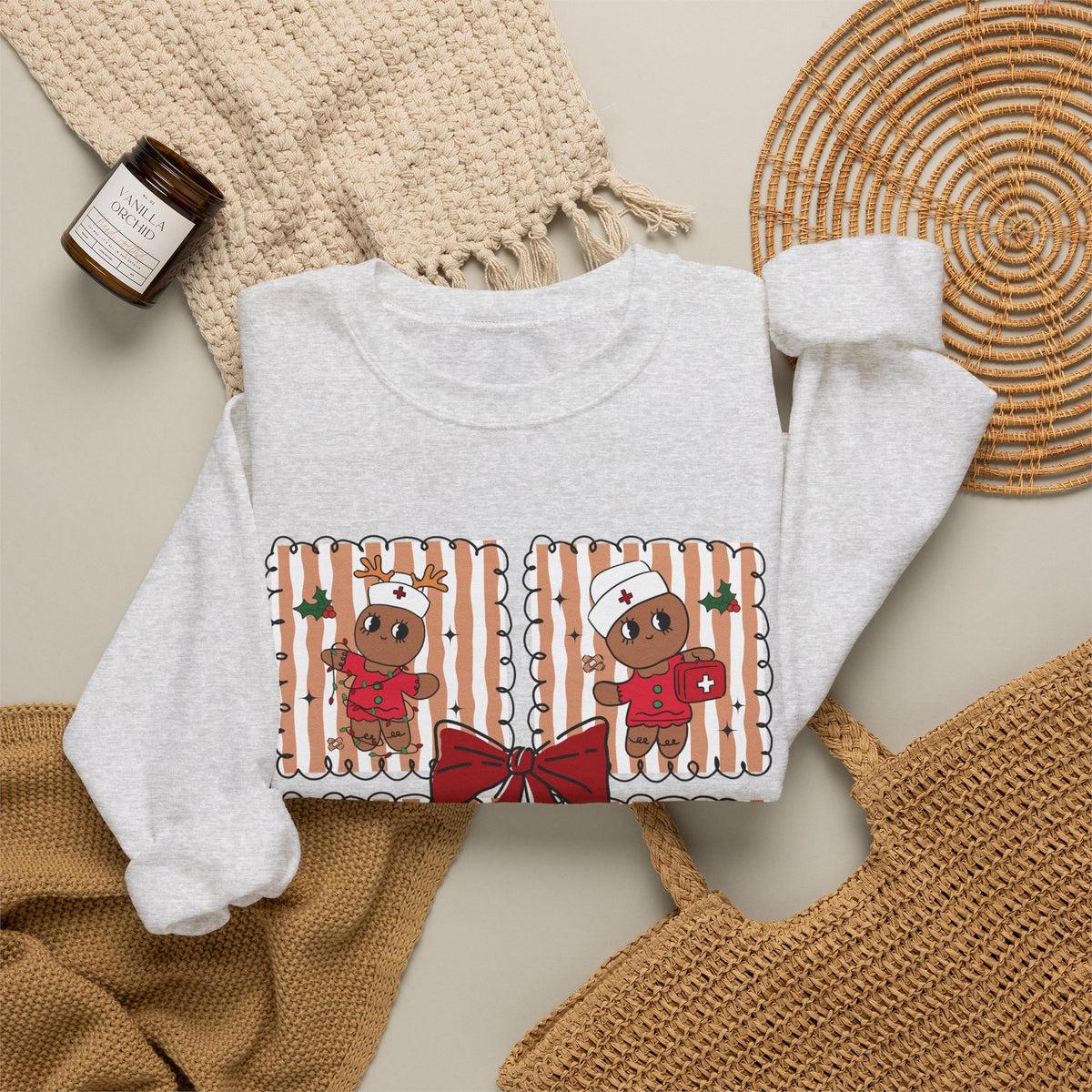 Gingerbread Christmas Sweatshirt, Cute Gingerbread Crewneck, Christmas Bow Sweatshirt, Gingerbread Man Shirt, Funny Holiday Sweater, Christmas Gift