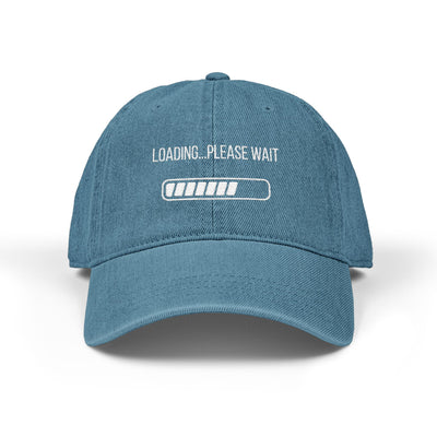 'Loading...Please Wait' Denim Embroidered Cap