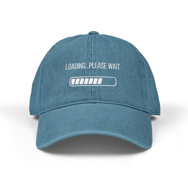 'Loading...Please Wait' Denim Embroidered Cap