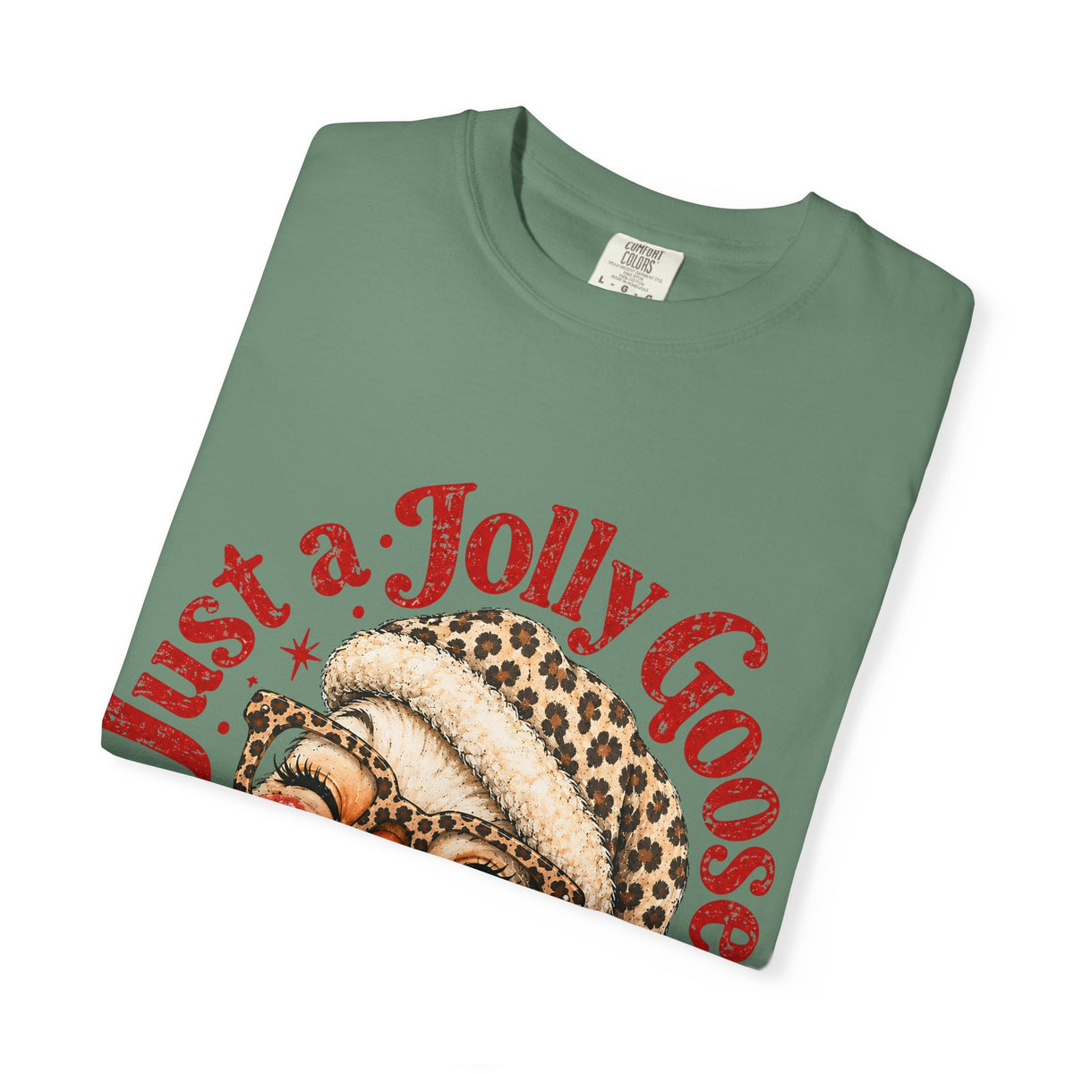 Jolly Goose Christmas Shirt, Funny Christmas Goose Tee, Leopard Santa Goose Shirt, Goose Lover Gift, Retro Holiday T-Shirt