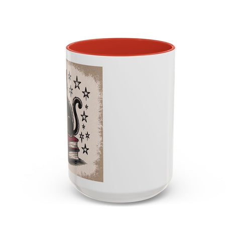 Cat and Book Lover's Accent Coffee Mug