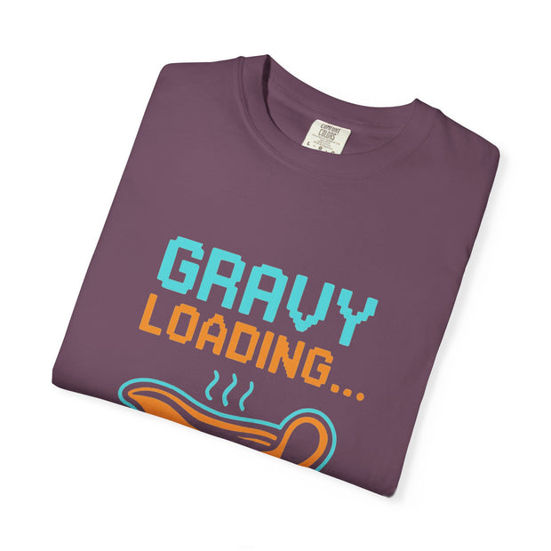 Gravy Loading Unisex Tee, Funny Foodie T-Shirt for Thanksgiving, Casual Wear, Gamer Gift, Comfort Fit