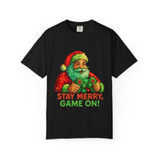 Stay Merry Game On Santa, T-Shirt | Christmas Gamer Holiday Tee