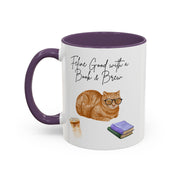 'Feline Good With A Book & Brew' Accent Coffee Mug