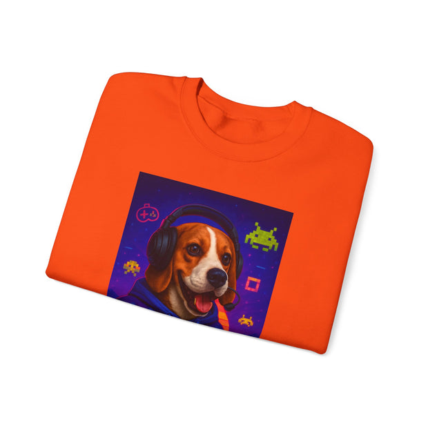 Game On Beagle Sweatshirt, Gamer Gift, Cute Pet Sweatshirt, Video Game Crewneck, Unique Dog Lover Apparel
