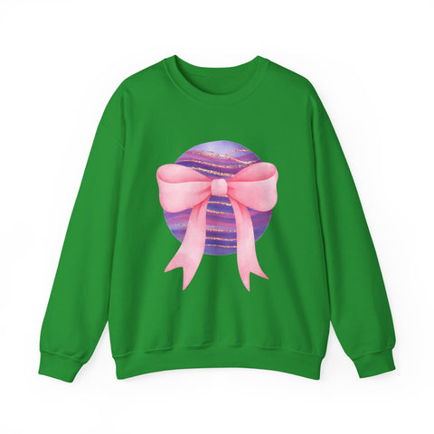 Pink/Purple Planet Wrapped In A Bow Crewneck Sweatshirt