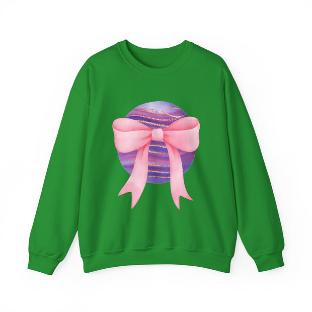 Pink/Purple Planet Wrapped In A Bow Crewneck Sweatshirt