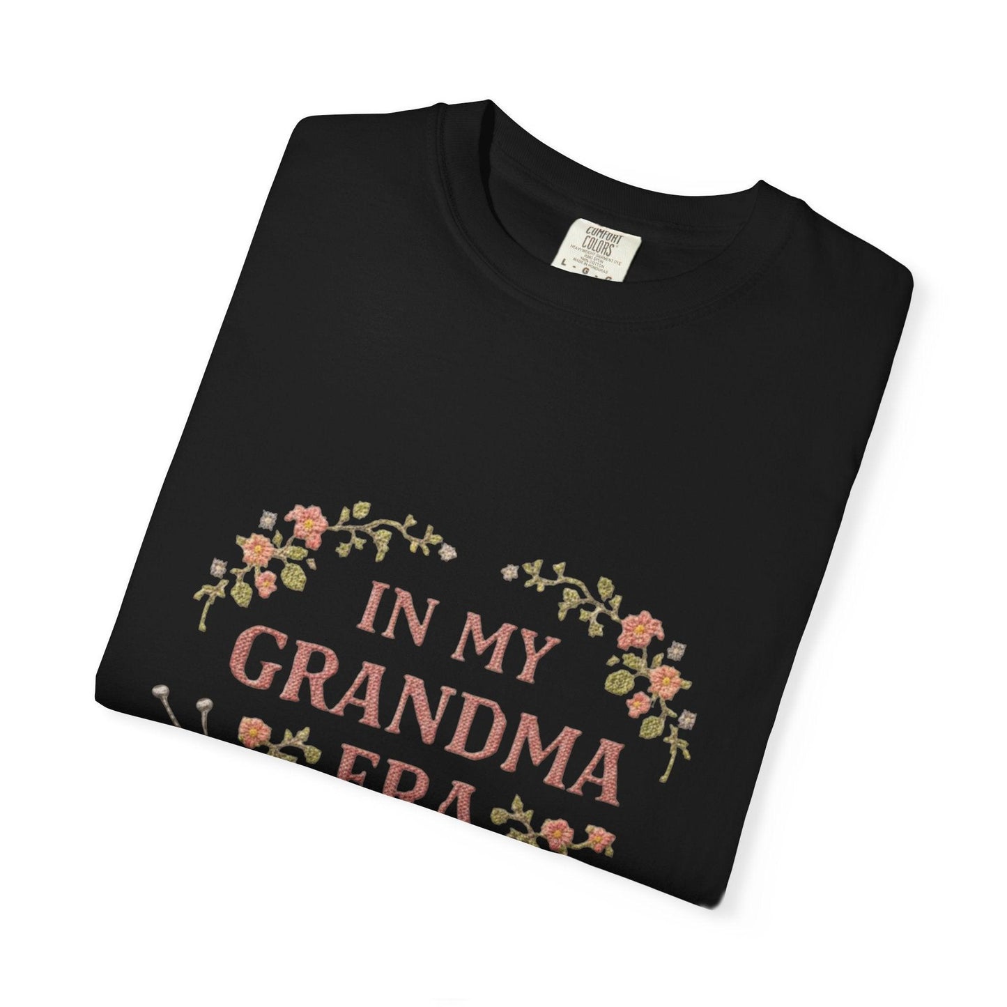 In My Grandma Era knitting balls glasses T-shirt | vintage floral knit design