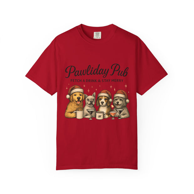 Pawdility Pub Holiday T-Shirt, Dog Lover Gift, Festive Pet Apparel, Cute Animal Tee, Merry Christmas Shirt, Pet-Themed Tee