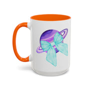 Purple Saturn Wrapped In A Bow Accent Coffee Mug