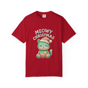 Cute Cat Christmas T-shirt, Meowy Christmas Tee, Unisex Holiday Shirt, Fun Xmas Gift, Cozy Festive Wear
