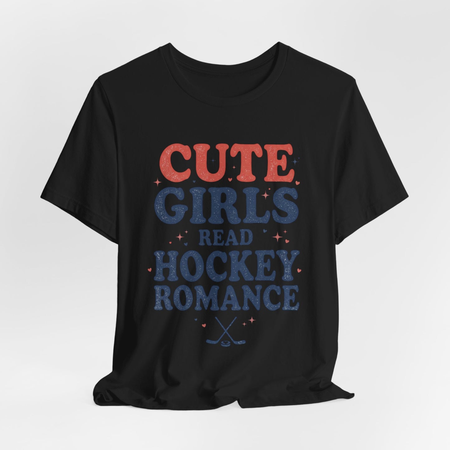 Cute Girls Read Hockey Romance Shirt, Hockey Romance Booktok Tee, Sports Romance Reader Graphic T-Shirt