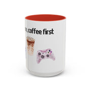 'Game On, Coffee First' Accent Coffee Mug