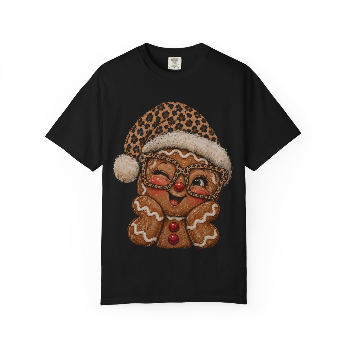 Gingerbread Christmas Shirt, Leopard Gingerbread Tee, Cute Christmas T-Shirt, Retro Holiday Shirt, Gingerbread Lover Gift for Her