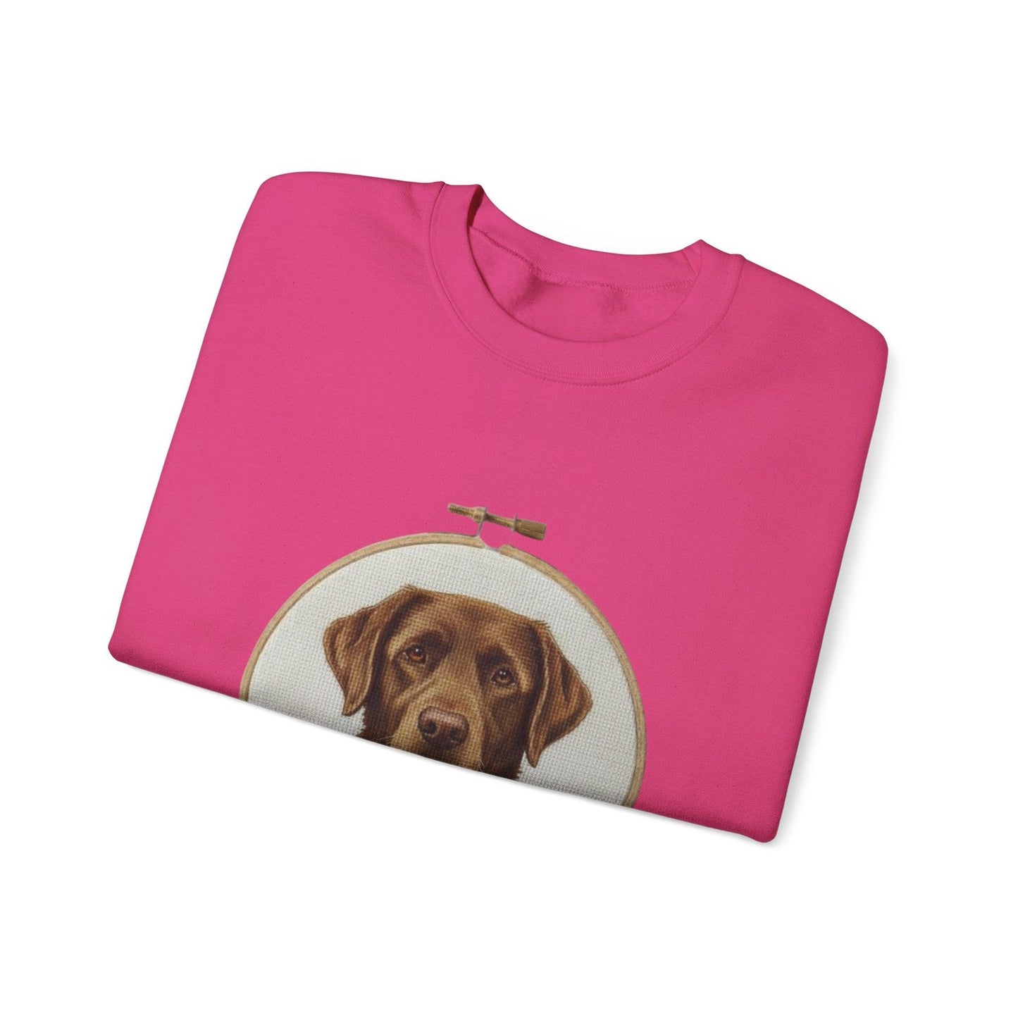 Chocolate Labrador Portrait Sweatshirt | Floral Hoop Embroidery Art