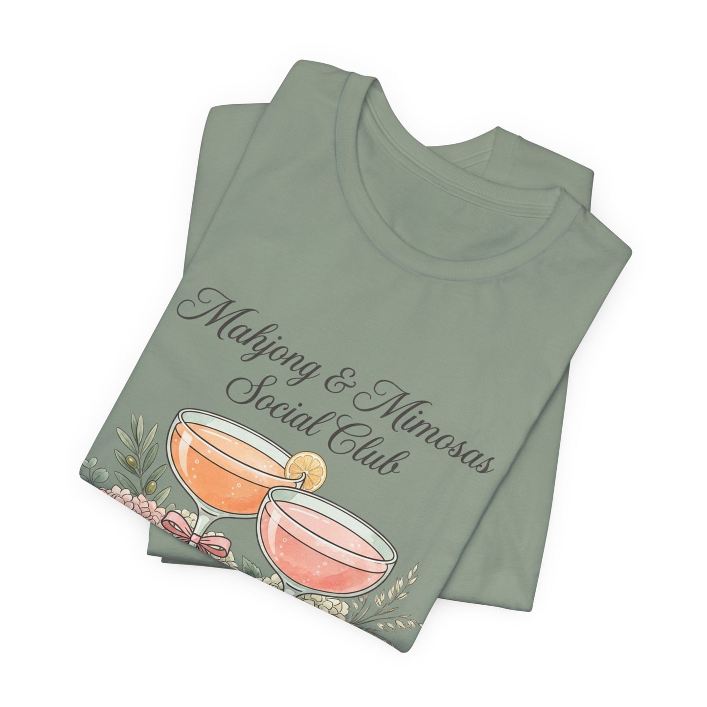 Mahjong & Mimosas Shirt, Mahjong Social Club Tee, Pastel Mahjong Graphic T-Shirt, Brunch Club Gift for Her