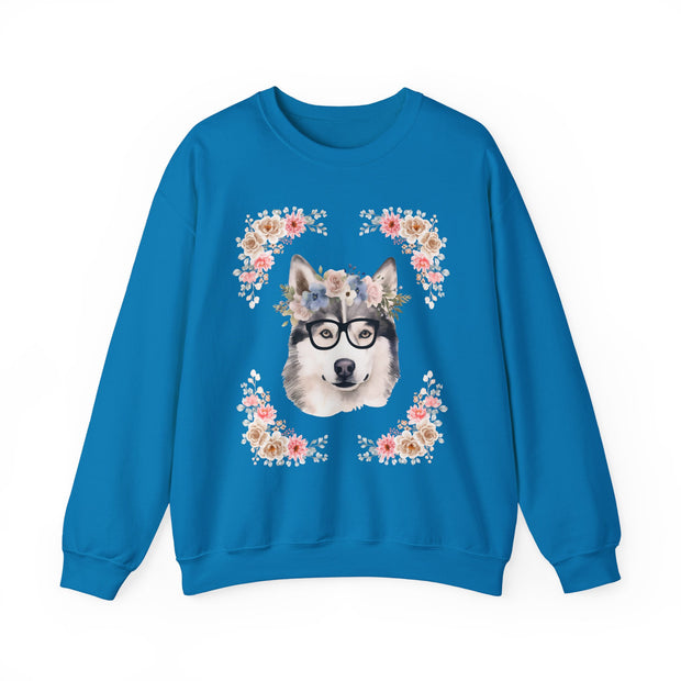 Geeky Goddess Siberian Husky Unisex Crewneck Sweatshirt