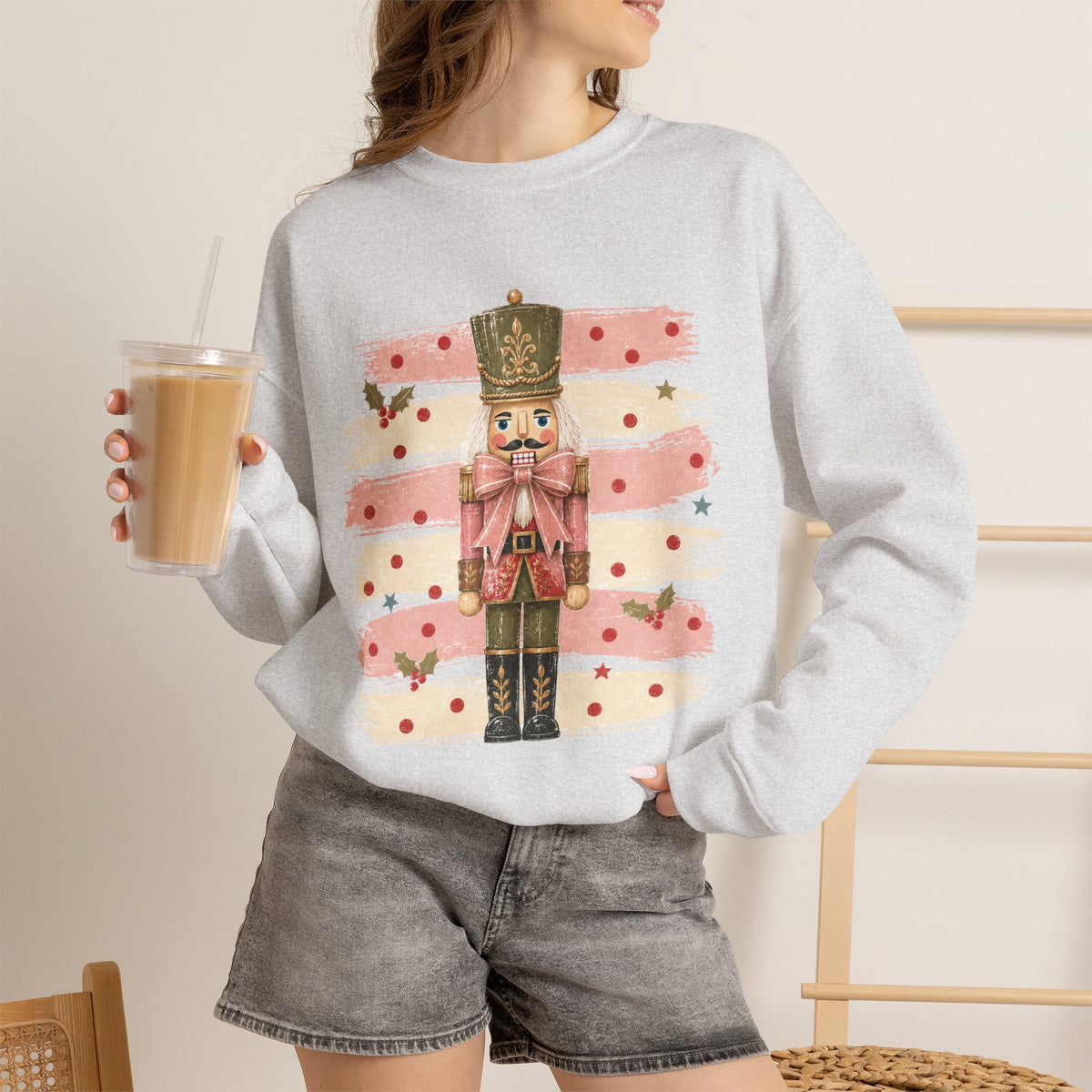 Coquette Nutcracker Sweatshirt, Pink Bow Christmas Crewneck, Nutcracker Christmas Shirt, Girly Holiday Sweatshirt, Vintage Christmas Gift