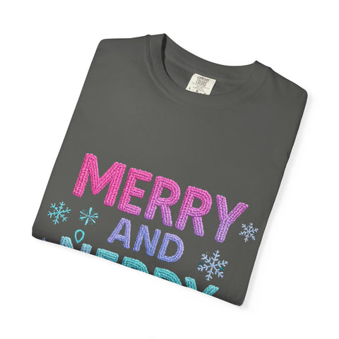 Merry and Nerdy T-Shirt, Unisex Gamer Tee, Holiday Gaming Shirt, Fun Christmas Apparel, Gift for Nerds, Cozy Casual Style