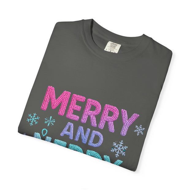 Merry and Nerdy T-Shirt, Unisex Gamer Tee, Holiday Gaming Shirt, Fun Christmas Apparel, Gift for Nerds, Cozy Casual Style