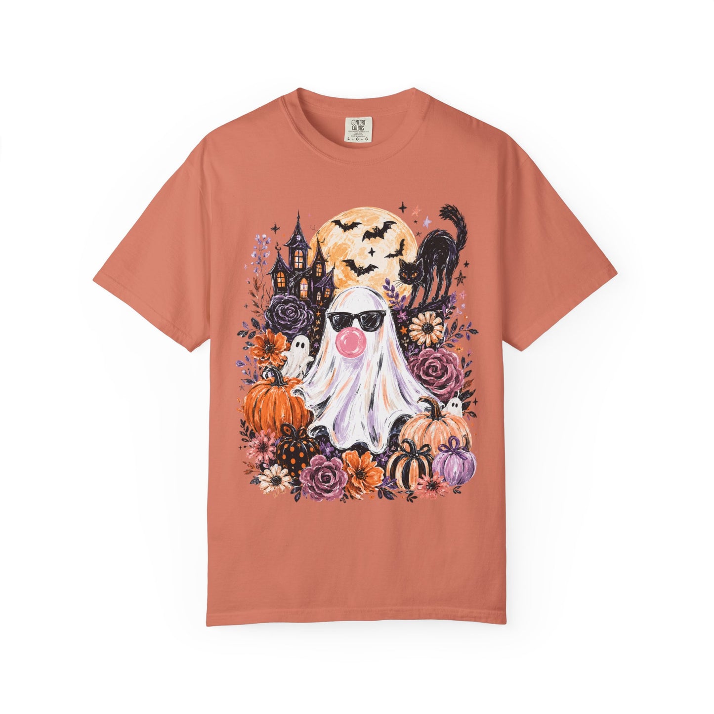 Cute Sunglasses Ghost Halloween T-shirt | Pumpkin, Black Cat, Haunted House