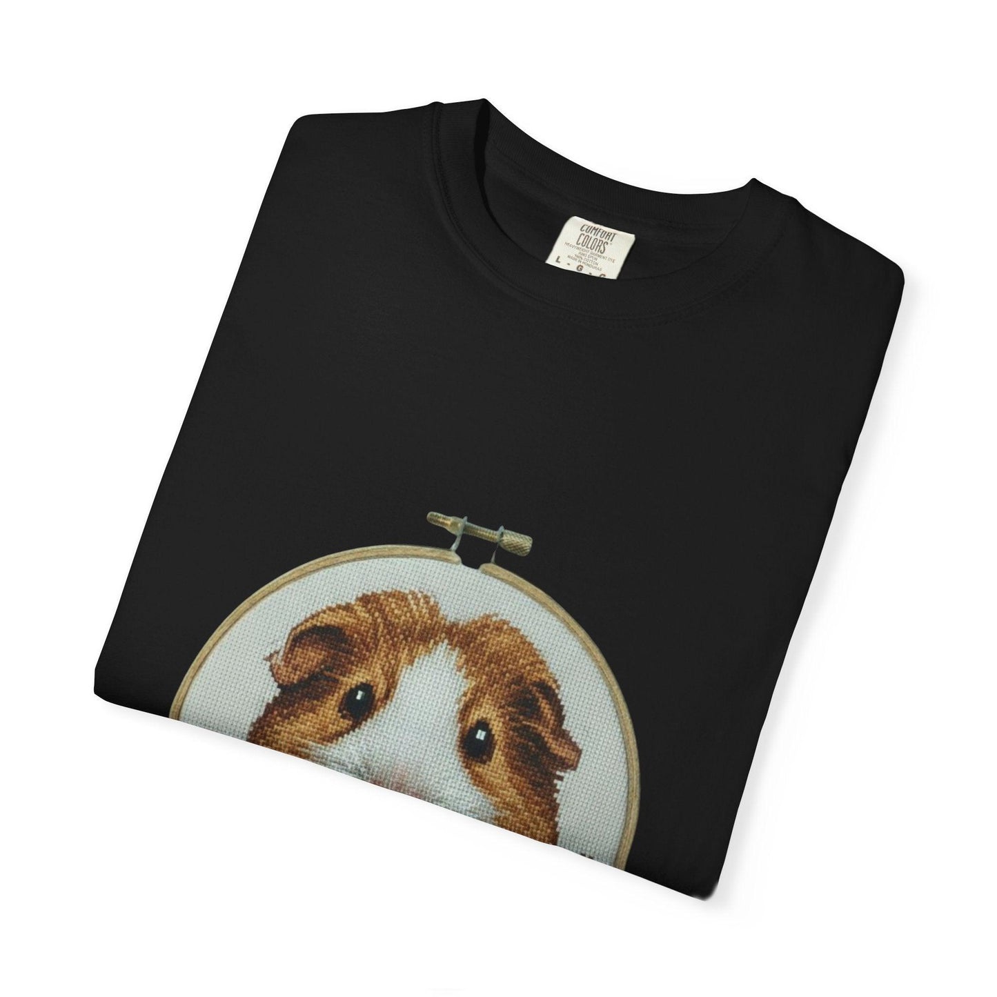Guinea Pig Portrait T-shirt | Embroidery Hoop Style, Cute Pet Graphic