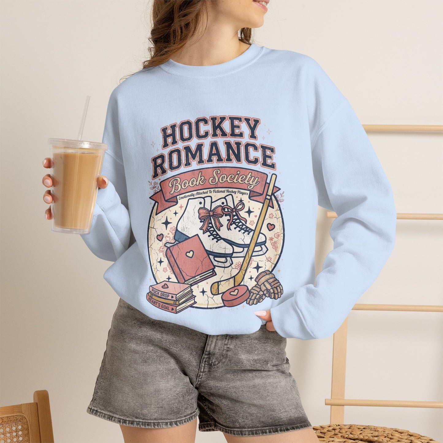 Hockey Romance Sweatshirt, Booktok Hockey Romance Crewneck, Romance Reader Sweatshirt, Cozy Hockey Book Girly Gift
