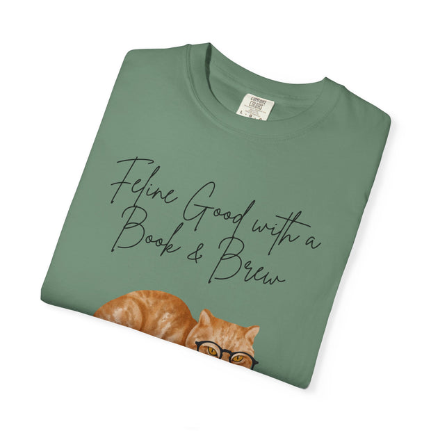 'Feline Good with a Book & Brew' Unisex T-Shirt