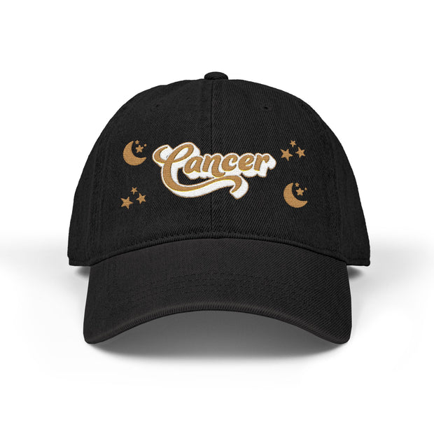 'Cancer' Denim Embroidered Cap