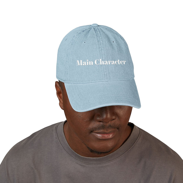 'Main Character' Denim Embroidered Cap