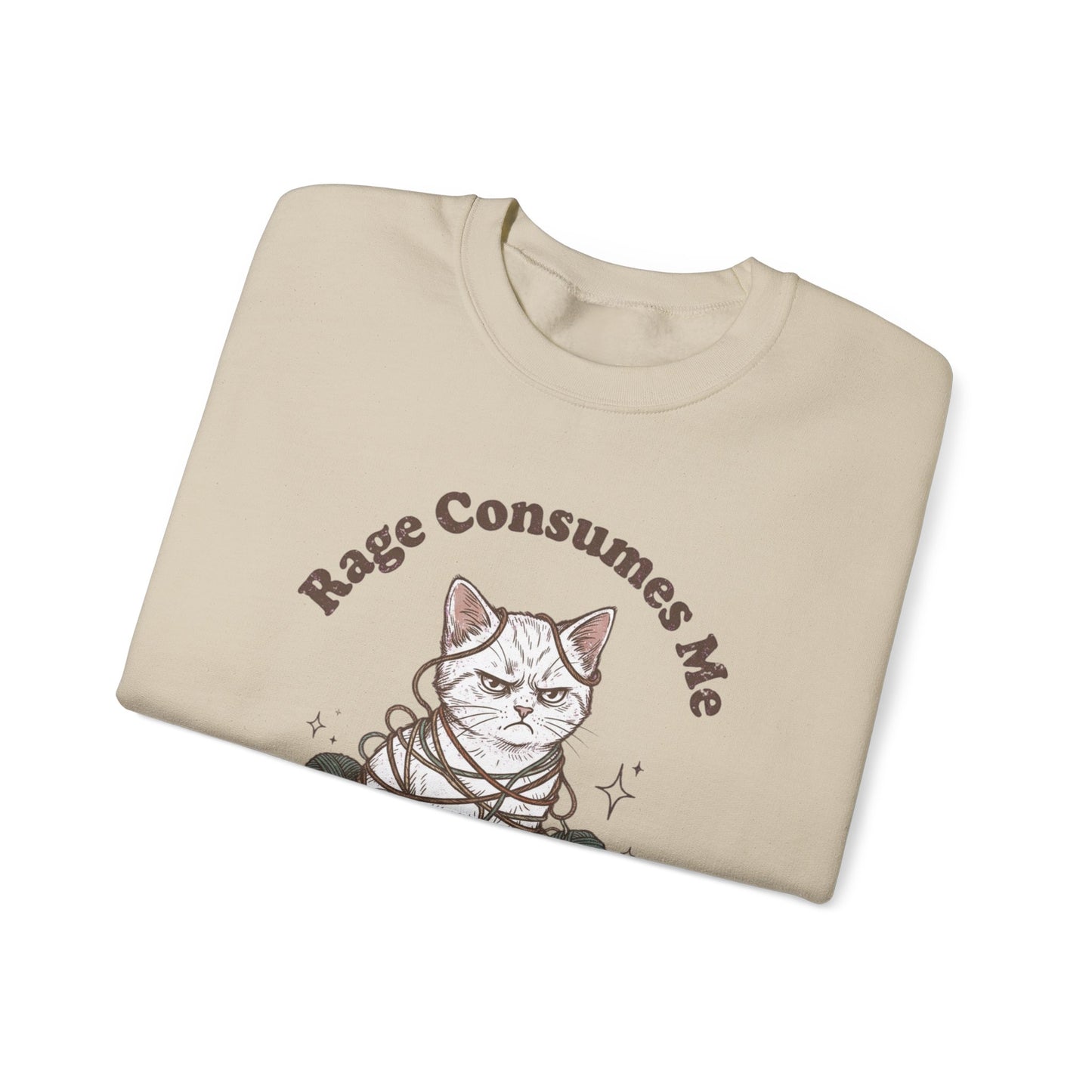 Rage Consumes Me Crochet Cat Shirt, Funny Knitting Tee, Grandma Hobbies Sweatshirt