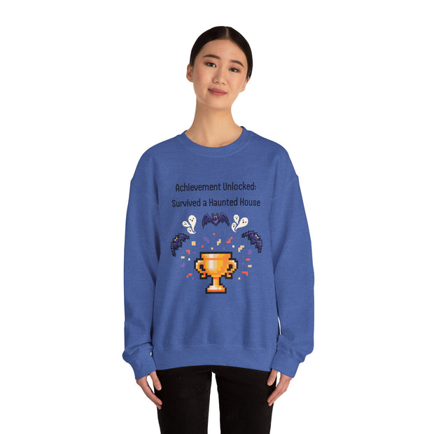 'Achievement Unlocked: Survived A Haunted House' Unisex Crewneck Sweatshirt