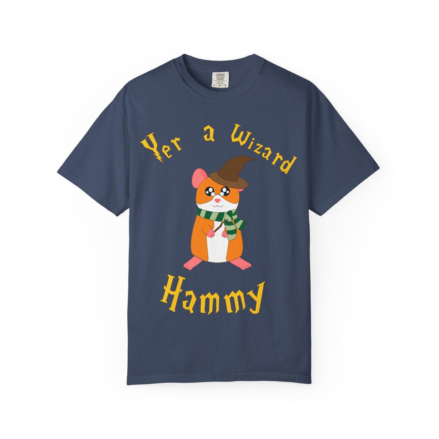 Hammy Wizard Hamster T-Shirt | Cute Wizard Hat Scarf Illustration