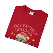 Cozy Fantasy Holidays Tee, Unisex Christmas T-shirt, Cute Dragon Apparel, Holiday Gift, Festive Graphic Tee