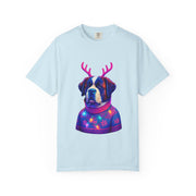 Saint Bernard in Reindeer Antlers T-Shirt | Holiday Dog Sweater Design