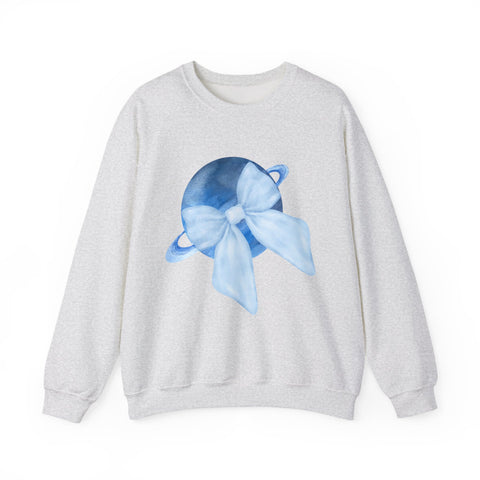 Blue Saturn Wrapped In A Blue Bow Unisex Crewneck Sweatshirt